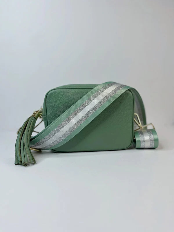 Sage Green Leather Crossbody Bag